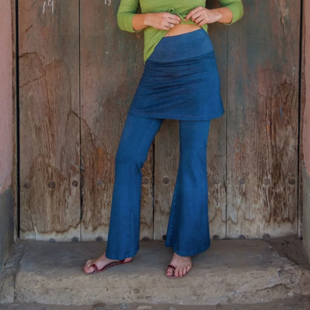 Bohemian Folk Skirted Boot leg pant -organic hemp cotton - Picture 2 of 6